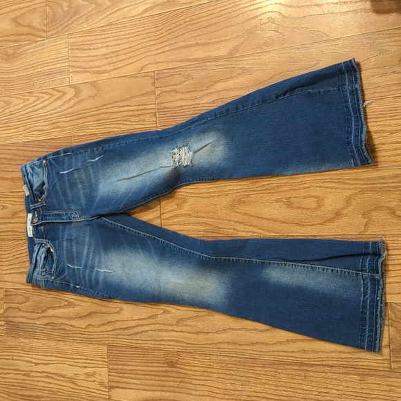 Hydraulic embellished pocket flare jeans size 11 / 28" distressed mid-rise Y2K - Picture 1 of 7